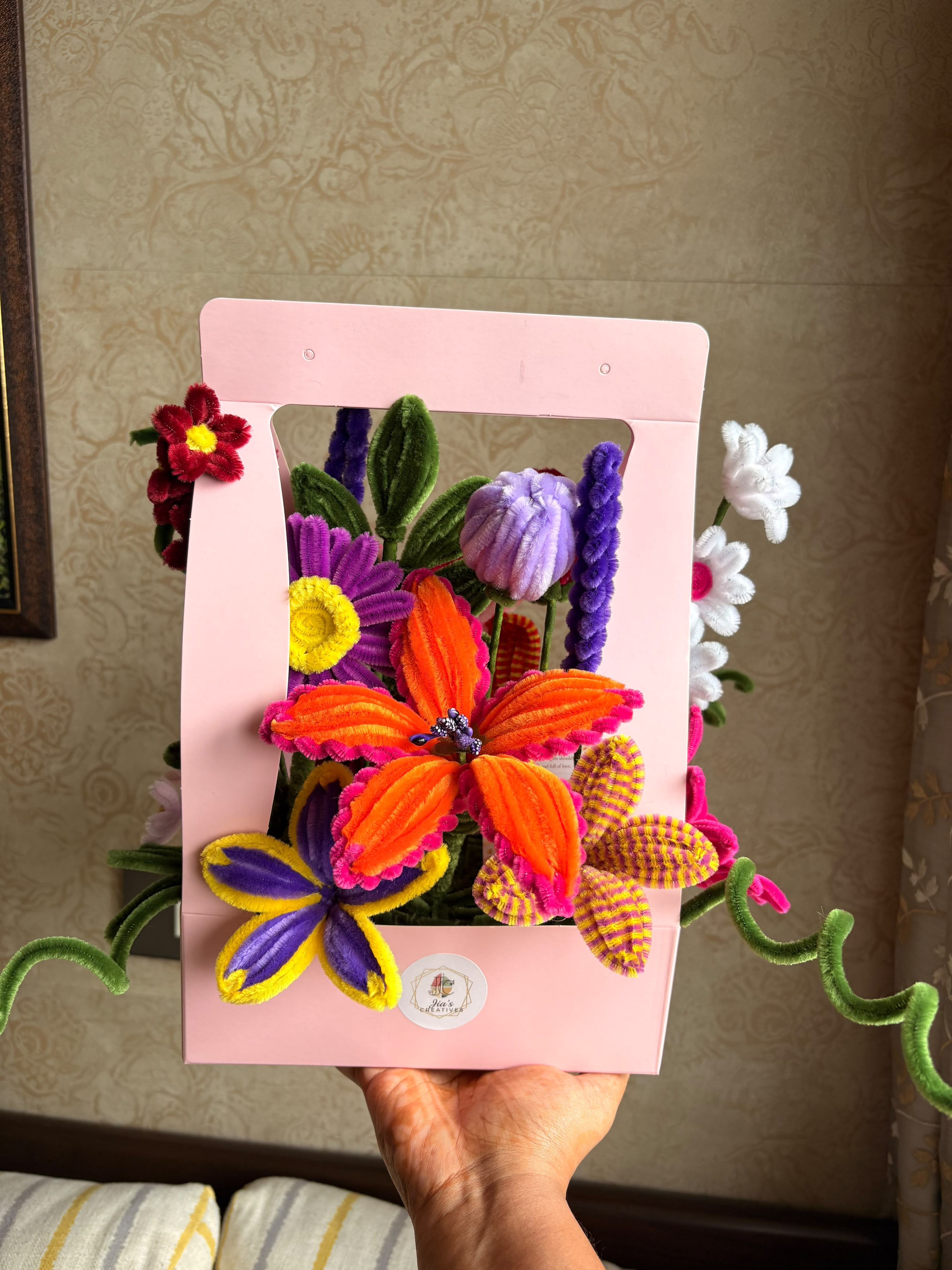 Handcrafted Luxury Chenille Flower Bouquet view 2